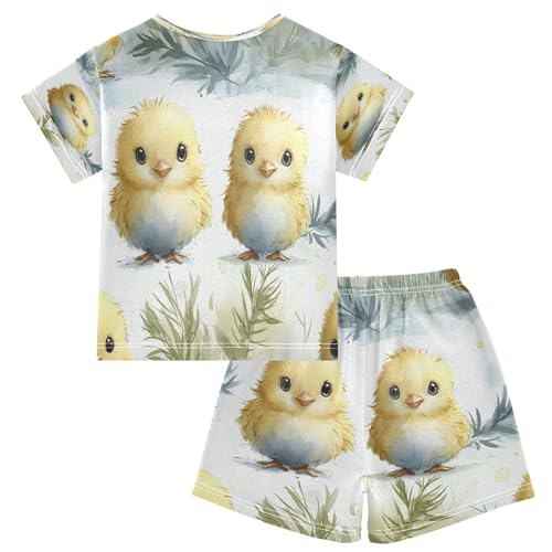 senya Chicken Pattern Yellow Summer Pajamas Set Short Cotton Sleepwear 2 Piece2