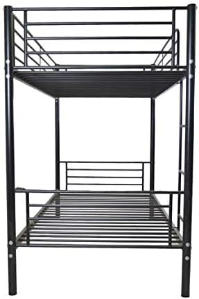Layee Metal Bunk Bed Twin Over Twin Heavy Duty Bed Frame with Safety Guard Rails & Flat Ladder with Rubber Cover for Kids Teens Adults
