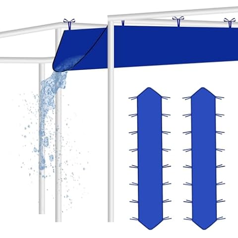 Rainmae 2 Pack 10ft Canopy Rain Gutter for Pop Up Canopy, Upgraded Oxford Heavy Duty Rain Gutter for 10ft Canopy Tents, Rain Canopy Replacement Accessory for Summer Outdoor Events, Easy Drainage Blue Cover