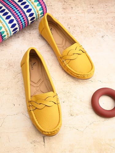 Image of XE Looks Women's Wave Design Loafer Ballet & Moccasins Faux Leather, Trendy and Stylish, Slip-on Mule Shoes for Daily Casual Wear & Formal Wear for Women & Girls