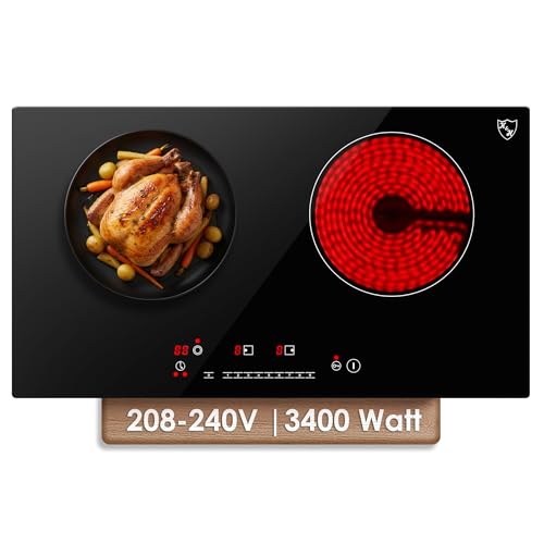 K&H 2 Burner Double Dual 24 Inch Induction ULTRA SLIM Electric Stove Top Ceramic Cooktop White 120V 1800W IN-DD18-120S product thumbnail 18
