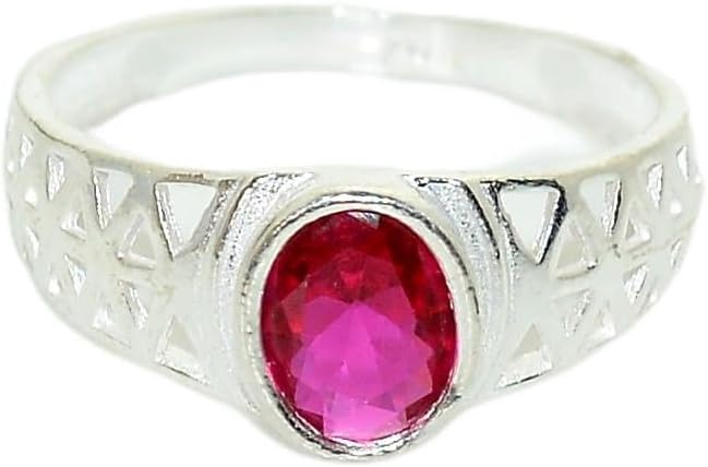 925 Sterling Silver Ring for Men | Oval Cut Red Stone | Indian Size-8 | Gift For Mens & Boys