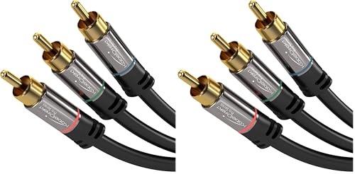 Lot de 2 câbles composites Cinch 1m KabelDirekt analogique FullHD 1080i