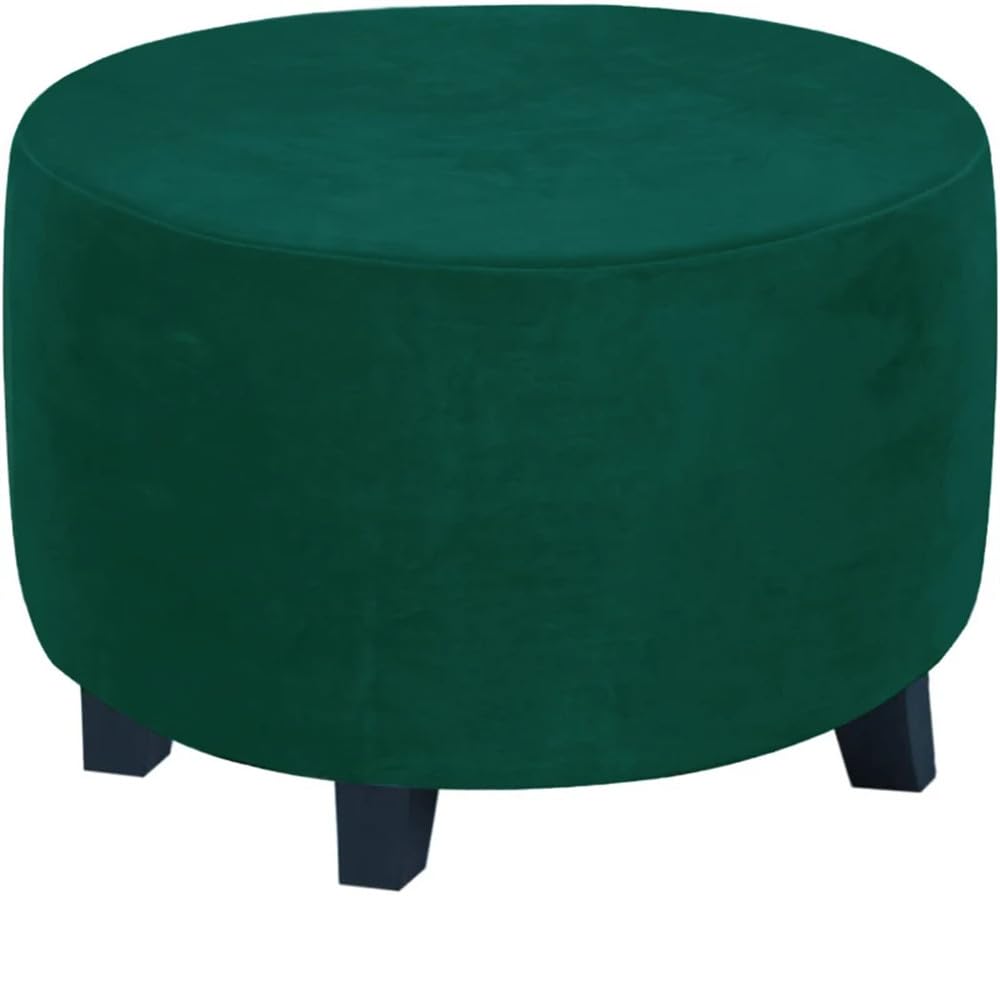 Housses de pouf rondes en velours vert foncé taille M lot de 2