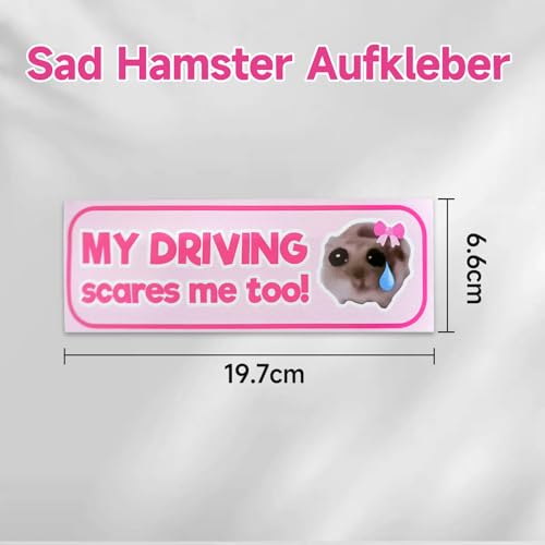 Huoflame 4 Stück Hamster Auto Aufkleber – Lustige Selbstklebende Fahranfänger Sticker für Auto, DIY Memes Deko – Wasserdicht & UV-beständig – Für Neue Fahrer, Freunde, Geschenkidee