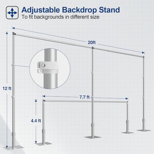 Image of EMART Backdrop Stand Heavy Duty 12x20Ft Adjustable Pipe and Drape Stand Kit