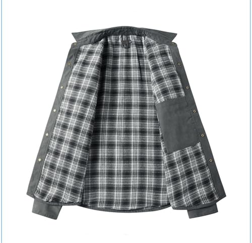 Men's Large Lapel Plaid Flannel Casual Jacket Vintage Western Denim Long Sleeve Jacket4