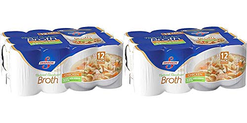 Swanson 100% Natural Goodness 33% Less Sodium Chicken Broth - 12 Cans (14.5 oz) Pack of 2