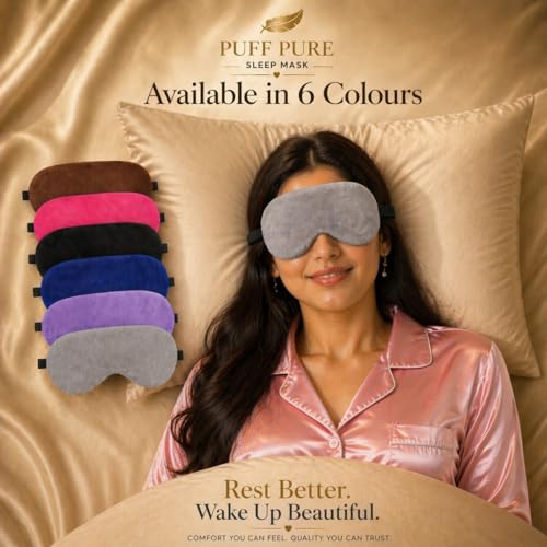 Image of Travelling Sleep Mask Light Blocking Sleeping Eye Mask With Elastic Strap For Deep Sleep, Travel, Meditation, Nap, Airplane And Office Rest Use Blind Fold For Comfortable Sleeping [Grey] (Pack Of 2)