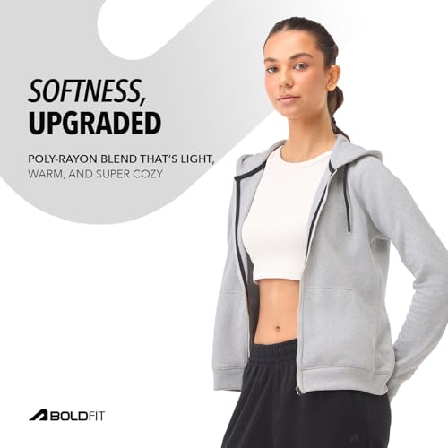 Image of Boldfit Sweatshirt for Woman Long Sleeve Hoodies for Women Full Zipper Winter Jacket for Woman Lightweight Winter wear for Women Stylish
