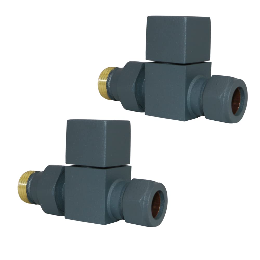 Warmehaus Anthracite 15Mm Pair Of Straight Towel Rail Radiator Valves Square