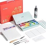 HIMI Deluxe 36 Colors Twin Cup Jelly Acrylic Paint Set, – Complete Art Kit with Pad, Spray, Palette, Brushes, Painting Knife, Foldable Frame for Beginners, Students & Artists