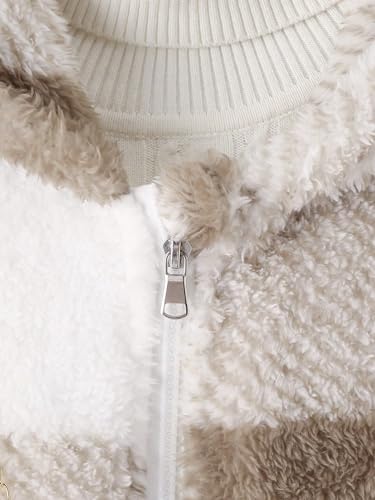 SOLY HUX Girl's Plaid Fuzzy Hoodies Jacket Zip Up Long Sleeve Coat Outerwear with Bag4