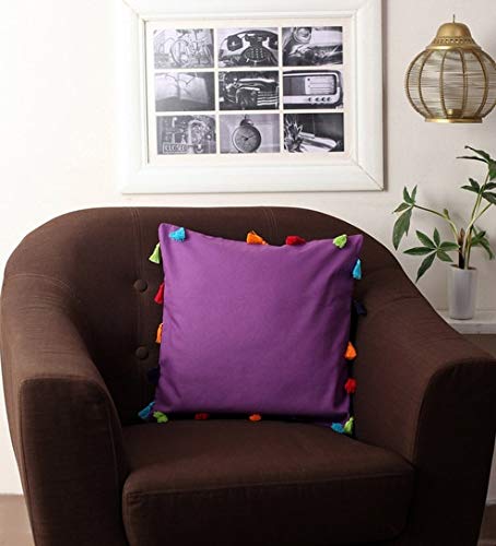 Lushomes Plain Cotton Cushion Cover/Pillow Cover (12 x 12 (Set of 1), Purple)