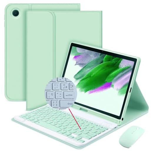 Capa para Galaxy Tab A9 de 8,7 polegadas 2023 (SM-X110/X115/X117) com teclado, com teclado ABNT2 Bluetooth sem fio captado e magnético, suporte para S Pen, fólio (Verde)
