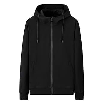 BIKMAN Men's Long Sleeve Full- Zip Athletic Hoodie Solid