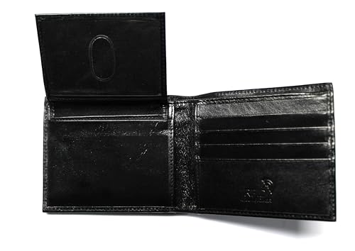 Bass Fishing Embossed Leather Bifold Wallet - Black RFID Safe3
