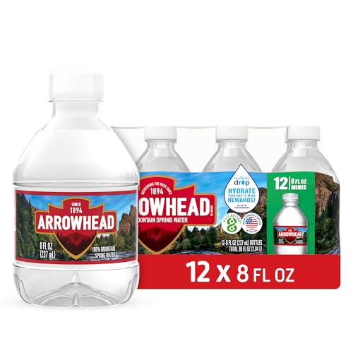 Image of Arrowhead Mountain Spring Water Bottles, 12 Pack - Still Bottled Water with Naturally Occurring Minerals & Electrolytes for Taste - 8 Fl Oz