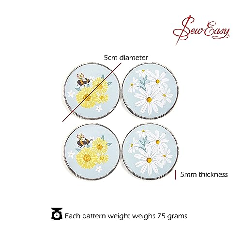 Sew Easy Pattern Fabric Weights - for Sewing Crafts, Pattern Cutting, Dressmaking, Tailoring, Quilting, 4 x 75g, Daisy - Image 3