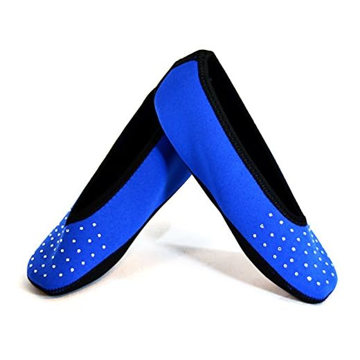 NuFoot Sparkle Ballet Flats Women's Shoes Foldable & Flexible Flats Slipper Socks Travel Slippers & Exercise Shoes Dance Shoes Yoga Socks House Shoes Indoor Slippers Royal Blue Large 2 Count