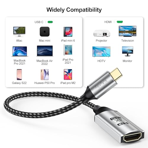 XiAyriky USB C to HDMI Adapter 5-Pack, 4K USB Type-C to HDMI Adapter Male to Female Cable, HDMI to USB-C (Thunderbolt 3 Compatible) for iPhone 15/15 Pro/15 Pro Max, MacBook Pro/Air, iPad Pro, Galaxy - Thumbnail 2