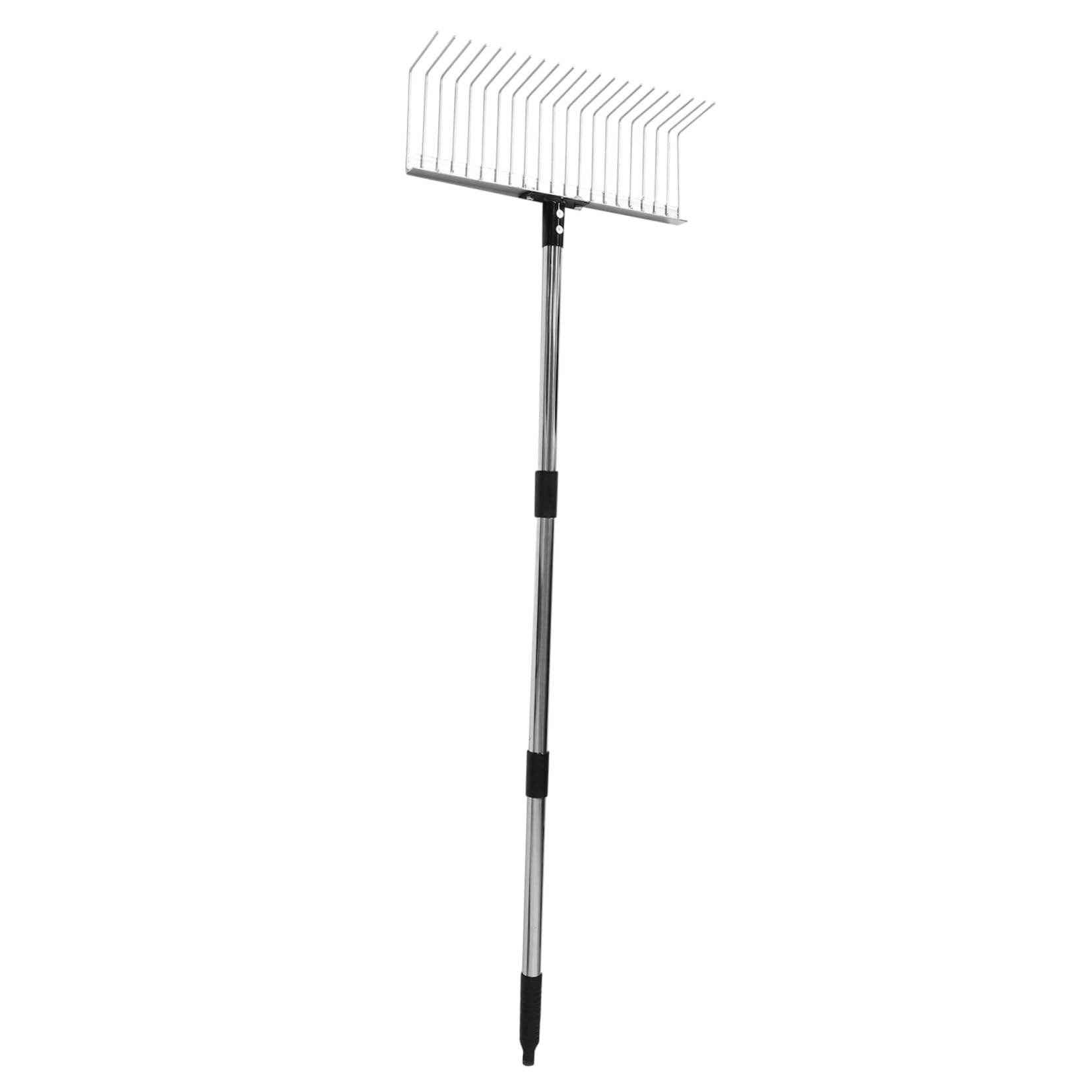 Verstellbarer Rasenrechen mit 21 Zähnen aus Edelstahl Ergonomisches Design und Abnehmbarer Griff für Gartenarbeit und Grasentfernung