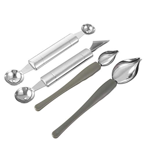 Cabilock 4 Pcs Piping Spoon Plating Decorating Plates Decorating Spoon Dessert Spoon Stainless Steel Trim Spoon Drop Cupcake Decorations Stainless Steel Saucier Spoon Drawing Tool Chocolate
