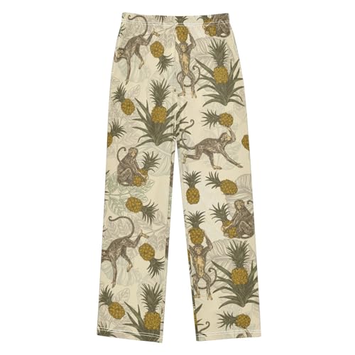 ZZXXB Orangutan Pineapple Boys Long Pants Soft Trousers Elastic Waist Kids Lounge Bottoms with Pockets S-XL
