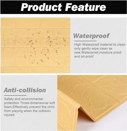 Image of TEKCOOL Self-Adhesive Waterproof PE Foam 3D Wall Panels Wallpaper Sticker for Bathroom, Living Room, and Home Decoration (70 x 77cm, Appx. 5.8Sq Feet)-20 Piece'