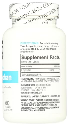 365 by Whole Foods Market, Free-Form L-Tryptophan 500mg, Vegan, 60 Capsules - image 6