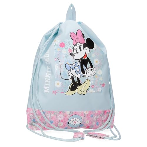 Disney Minnie Happy Mochila infantil, mochila escolar, feita de poliéster, bolsos laterais, alças largas ajustáveis, alça superior para pendurar, sistema magic fix., Mochila saco, Tamanho único