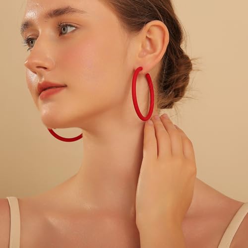 Large Colorful Acrylic Hoop Earrings - Lightweight Fashion Hoops3