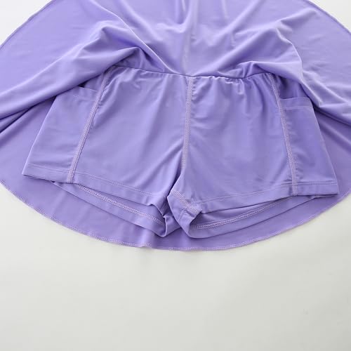 KIDDLETOWN Rock Mädchen Sommer Tennisrock für Mädchen Einfarbig Golf Skorts Plissierter Sportrock mit Taschen Innenhose Hohe Taille Hosenrock Faltenrock 8-9 Jahre