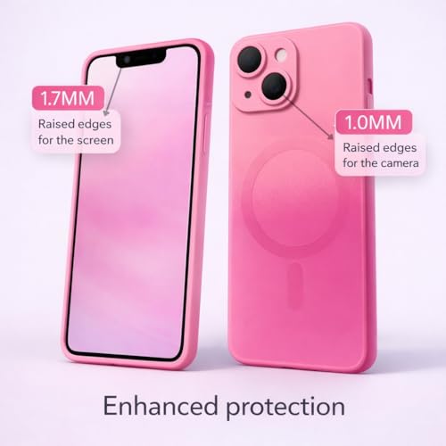 Image of amazon basics Gradient Mag-Safe Case for iPhone 15 | Soft Silicone Shockproof Cover with Camera Protection | Slim Lightweight Design | Smooth Touch & Durable - Light and Dark Pink