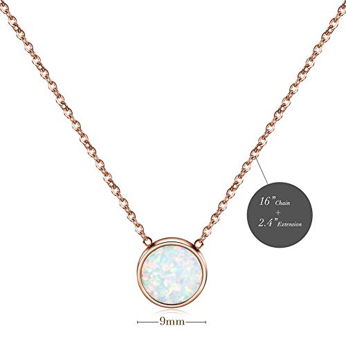 CIUNOFOR Rose Gold Plated Alphabet Opal Pendant Necklace Round Disc Initial Necklace Engraved Letter Necklace with Adjustable Chain Pendant Enhancers for Women and Girls Fashion Style Jewerly4