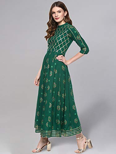 idaLia Gold Print Anarkali Kurta - Image 5