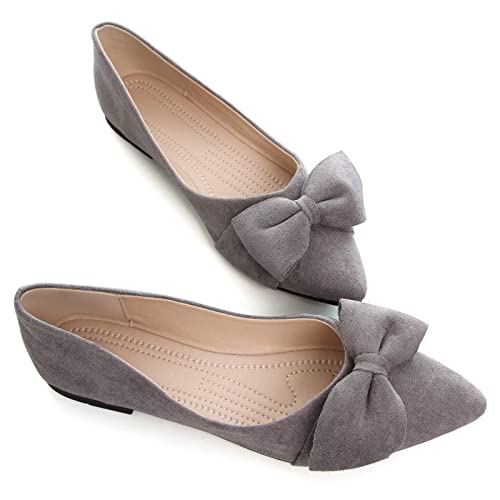 Stunner Women's Colorful Contrast Color Bow Ballerina Flat Shoes Pointy Toe Beautiful Dress Ballets Flats for Wedding