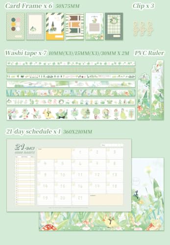 Image of WEMOL Vintage Journal Scrapbook Pack Kit for Art Journaling Bullet, Planners DIY Paper Stickers, Craft Kits Notebook, Collage Album Aesthetic Sticker (Big Green)