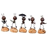 OUNONA 4個属製アリ模型 装飾用アリ デスクトップ装飾 工芸品 家 オフィス インテリア雑貨 置き物 飾り