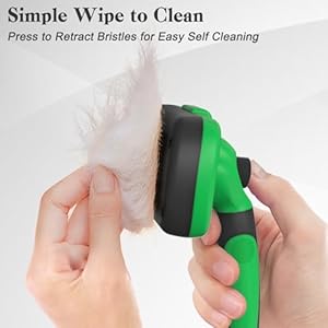 Swihauk Self Cleaning Slicker Brush for Dogs Cats Skin Friendly Deshedding Brush for Long and Short Haired Pets Grooming Brush Green