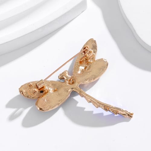 Image of Dragonfly Brooch Rhinestone /Enamel Dragonfly Brooches Lapel Pin for Women Elegant Outfits Dragonfly Jewelry Gifts