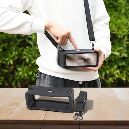 Funda de silicona para Marshall Emberton III con correa de hombro y protector blanco 5
