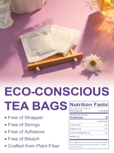 Image of TeeLux Chamomile Passionflower Tea Bags, Smooth & Soothing Taste, 50 Count | Caffeine Free Herbal Blend with Lemon Balm, Spearmint, Valerian Root & Lavender, Floral Aroma, Gluten Free, Hot or Iced