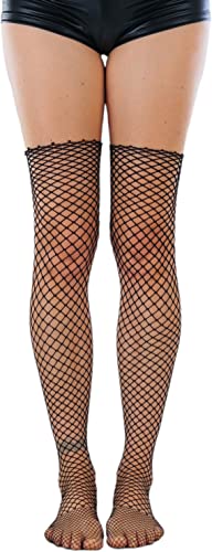Image of ToBeInStyle Women's Seductive Punk Rock Basic Unfinished Rawedge Fishnet Thigh Highs