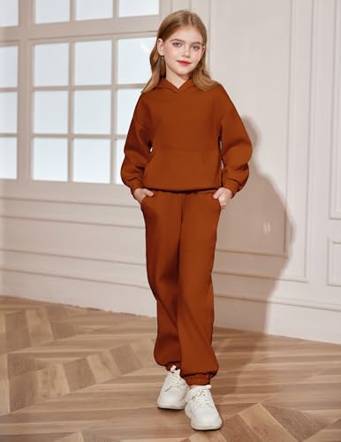 Image of Arshinet Girls 2 Piece Outfits Hoodie Sweatsuit Sets Oversized Sweatshirt and Baggy Fall Fashion Sweatpant with Pockets