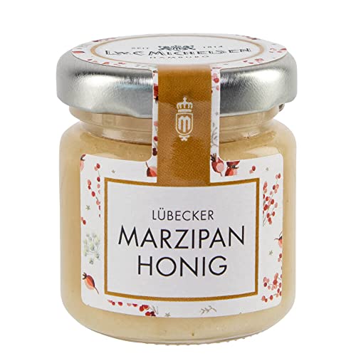 L.W.C. Michelsen - Weihnachts-Honig mit Marzipan (50g) | cremig & aromatisch | hochwertiger Honig mit echtem Lübecker Marzipan