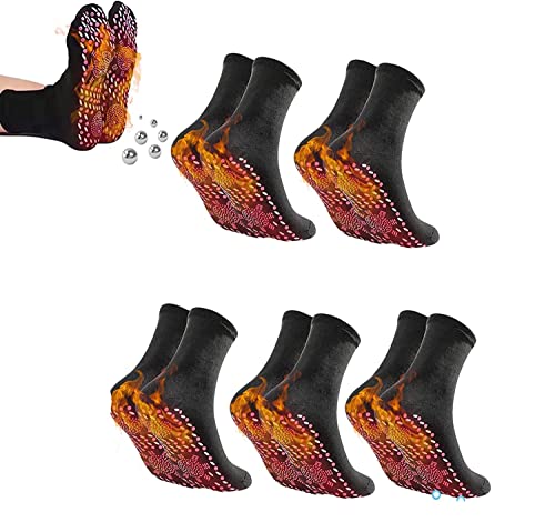 LUCKKY 5 Paare Afiz Turmalin Schlankheits Gesundheitssocke,Selbstwärmende Socken,Veinesheal Thermotherapeutische Socke,Beheizte Socken,Turmalin Magnetsocken Draussen,Thermosocken Winter Heizsocken Cover