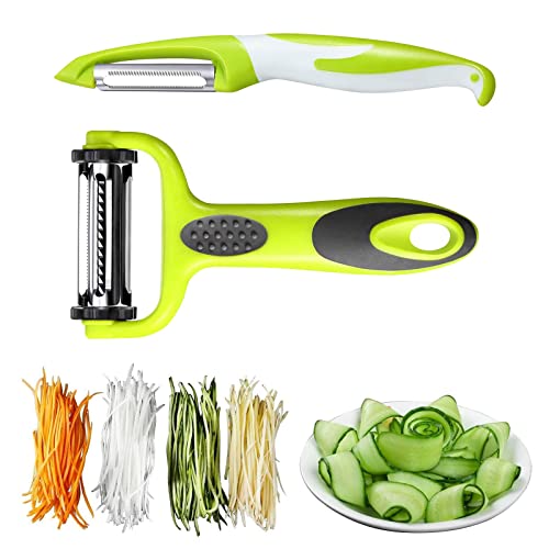 Sparschäler 2-teiliges Set - Vegetable Peeler, Sparschäler Aus Edelstahl Mit Wellenschliff für Gemüse, Kartoffeln Und Spargel