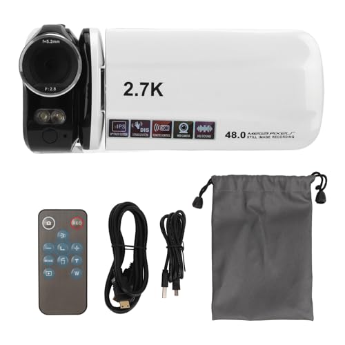 ビデオカメラ ビデオカメラ リモコン付き 48MP 2.7K HD 18X デジタルズーム 3インチ 180°回転 タッチスクリーン 赤外線ナイトビジョンデジタルビデオカメラ 美容フィルター付き DVカメラ