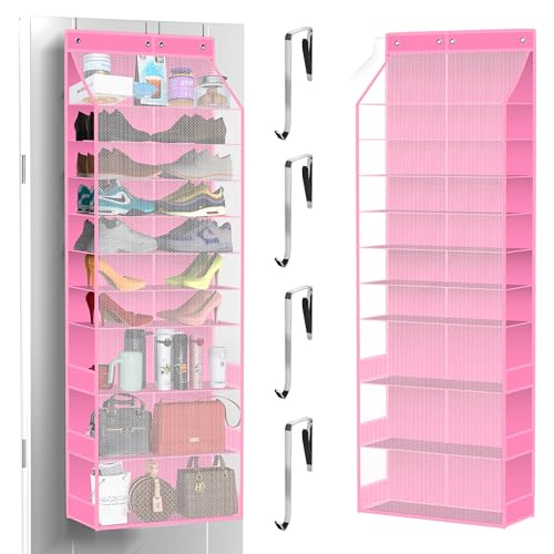 PAULONE Over the Door Organizer Heavy Duty – 96 Lbs Capacity 20 Pair Shoe Rack with Multi-Size Pockets Fits Tall Boots up to 11.8", Breathable Mesh, Metal Hooks – Also for Bags, Toys, Toiletries